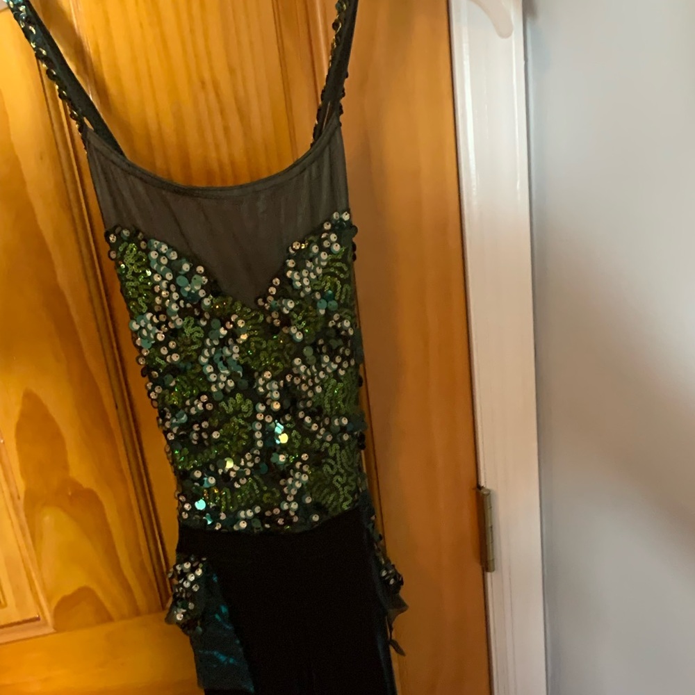 Green Sequined Dance Costume with velvet Pants